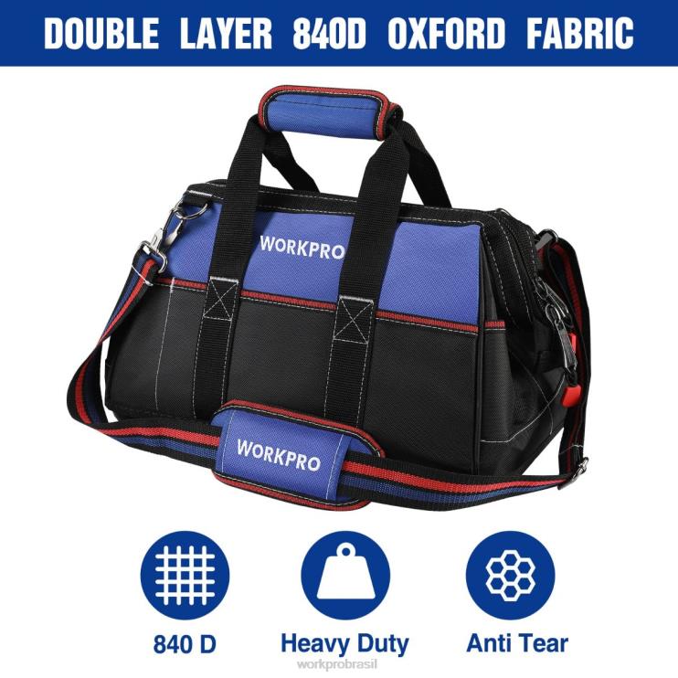 WORKPROBolsa de ferramentas de boca larga de 16 polegadas, bolsa de armazenamento de ferramentas de pano resistente com base moldada à prova de água, alça de ombro ajustável XZXLF24 armazenar