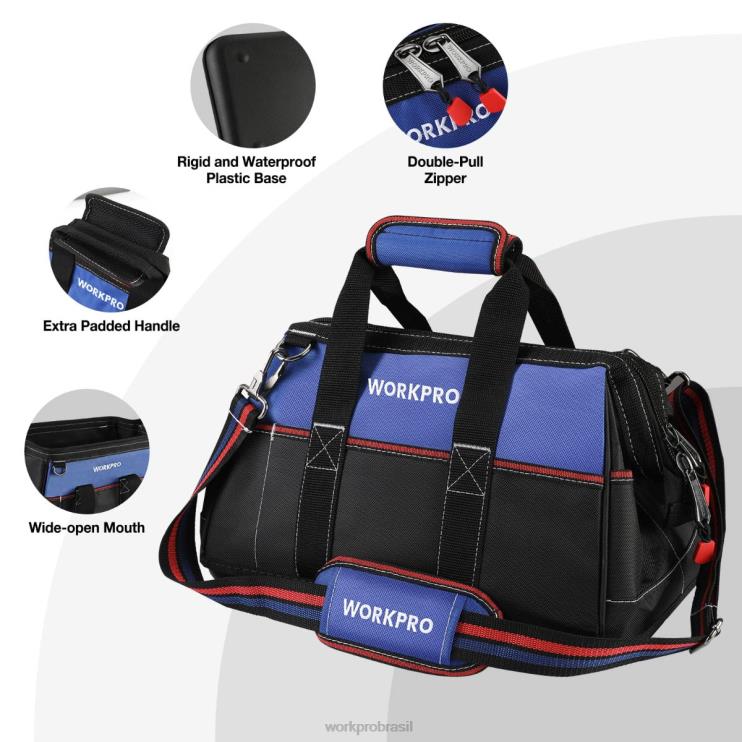 WORKPROBolsa de ferramentas de boca larga de 16 polegadas, bolsa de armazenamento de ferramentas de pano resistente com base moldada à prova de água, alça de ombro ajustável XZXLF24 armazenar