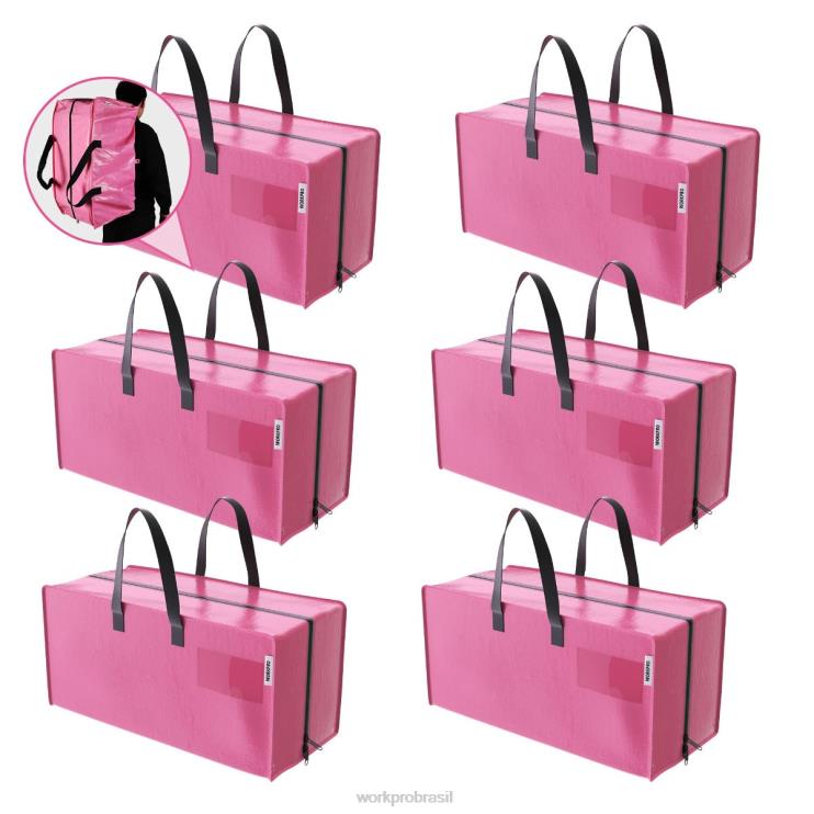 WORKPROPacote com 6 sacolas móveis extra grandes e resistentes para armazenamento com zíperes e alças de transporte, alças de mochila XZXLF142 armazenar