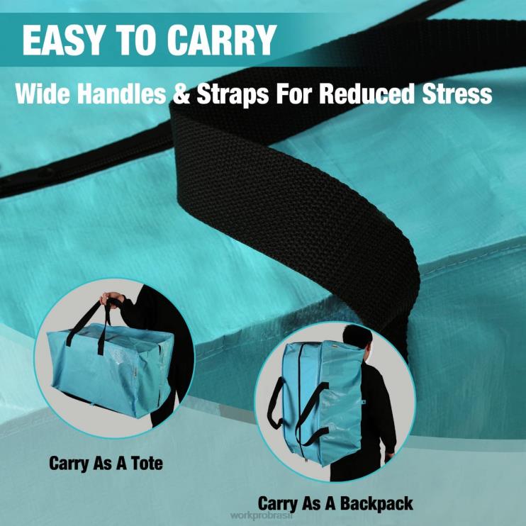 WORKPROPacote com 6 sacolas móveis extra grandes e resistentes para armazenamento com zíperes e alças de transporte, alças de mochila XZXLF142 armazenar