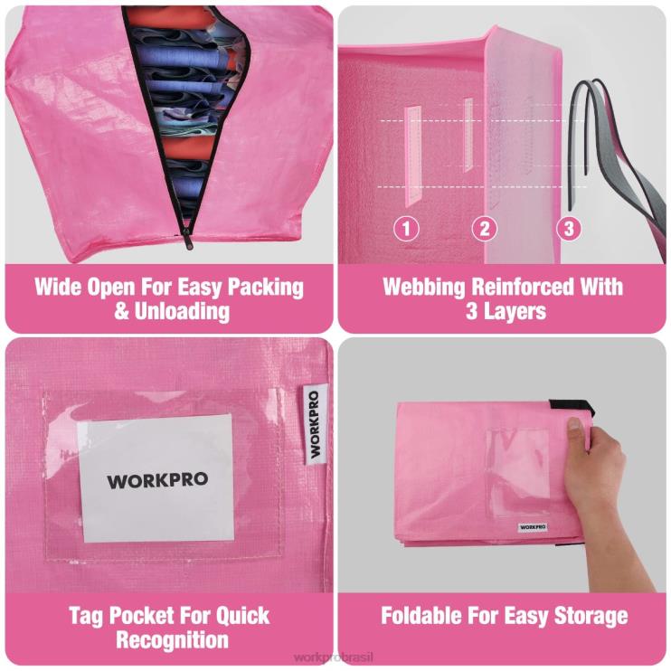 WORKPROPacote com 6 sacolas móveis extra grandes e resistentes para armazenamento com zíperes e alças de transporte, alças de mochila XZXLF142 armazenar