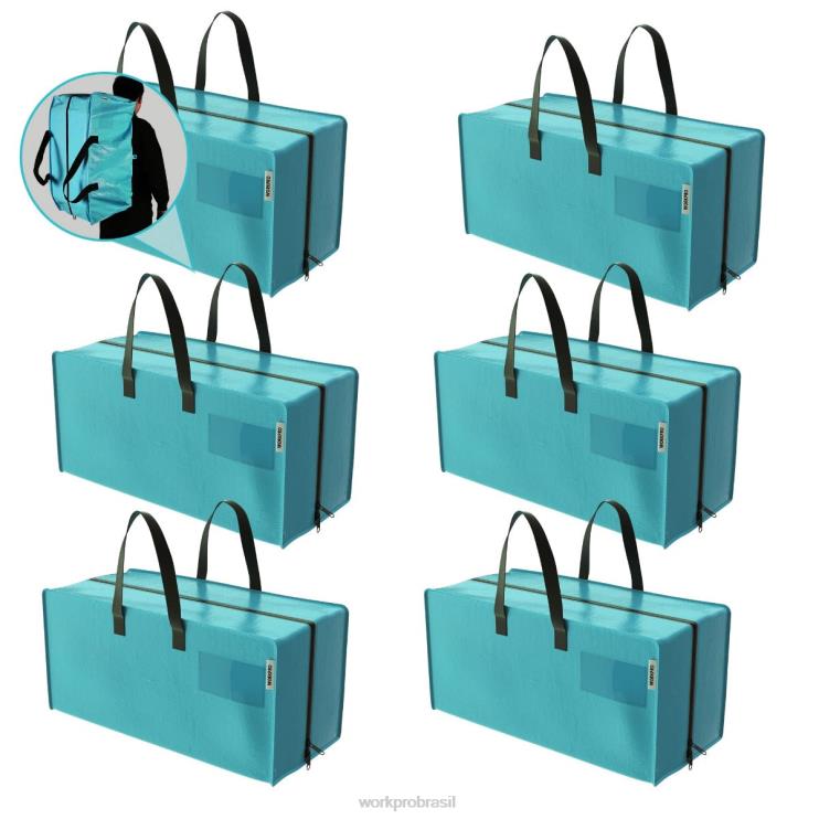 WORKPROPacote com 6 sacolas móveis extra grandes e resistentes para armazenamento com zíperes e alças de transporte, alças de mochila XZXLF142 armazenar