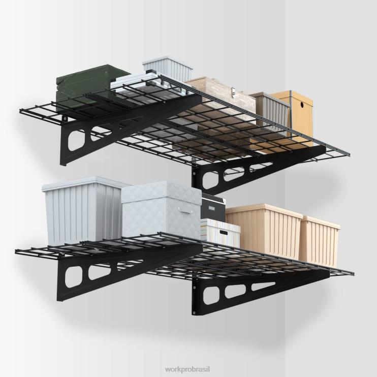 WORKPROPrateleiras montadas na parede para garagem para serviço pesado de 2 x 4 pés, pacote com 2, capacidade de carga de 400 libras (total) XZXLF14 armazenar