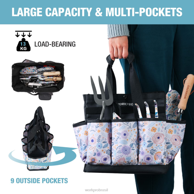 WORKPRObolsa para ferramentas de jardim com 9 bolsos XZXLF286 armazenar