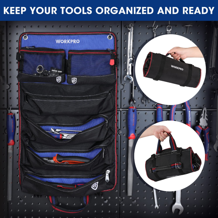 WORKPROorganizador de bolsa para ferramentas resistentes com 6 bolsos e bolsas de ferramentas removíveis XZXLF32 armazenar