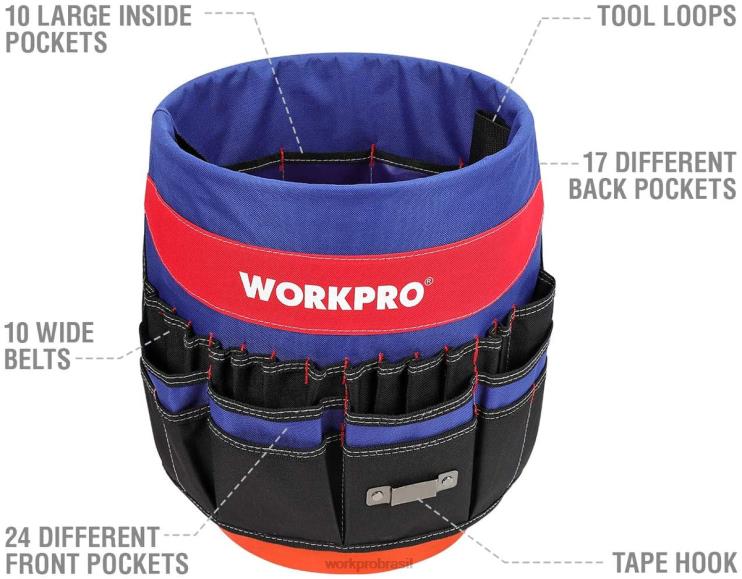 WORKPROorganizador de ferramentas de balde com 51 bolsos (ferramentas excluídas) XZXLF20 armazenar