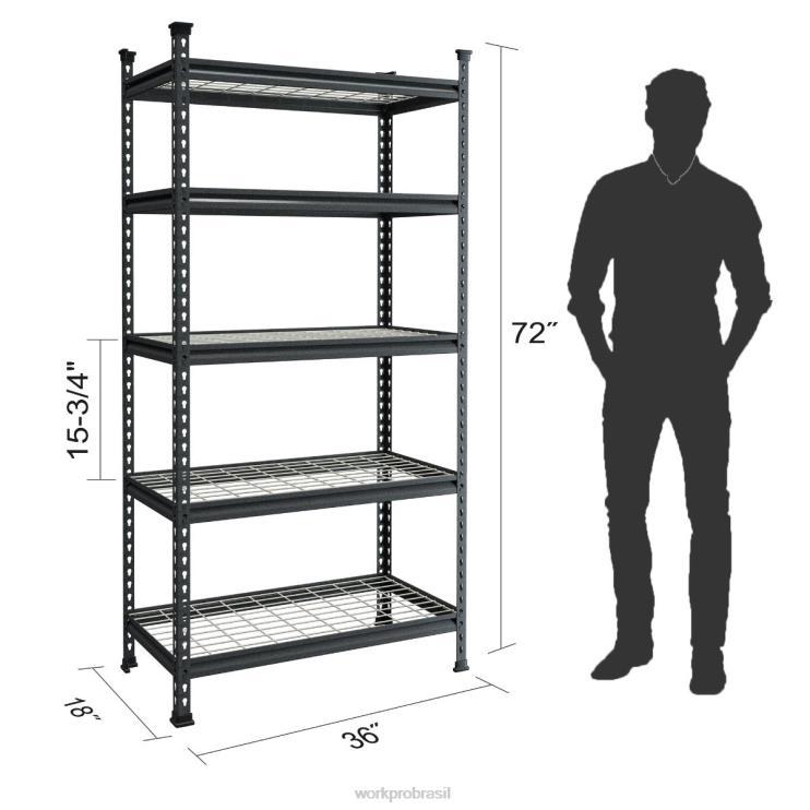 WORKPROEstante de armazenamento de metal de 5 camadas, prateleira de armazenamento ajustável, prateleira resistente XZXLF6 armazenar