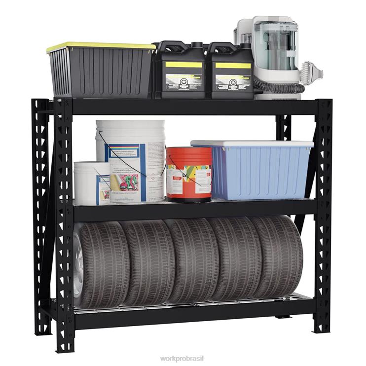 WORKPROEstante de garagem de 3 camadas, estante industrial de metal resistente com altura ajustável XZXLF8 armazenar