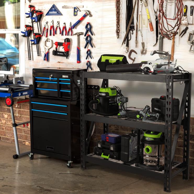 WORKPROEstante de garagem de 3 camadas, estante industrial de metal resistente com altura ajustável XZXLF8 armazenar