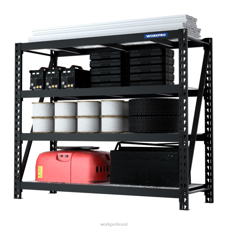 WORKPROEstante de garagem de metal de 4 camadas, capacidade de 7.200 libras, prateleiras industriais ajustáveis ​​para serviços pesados XZXLF10 armazenar
