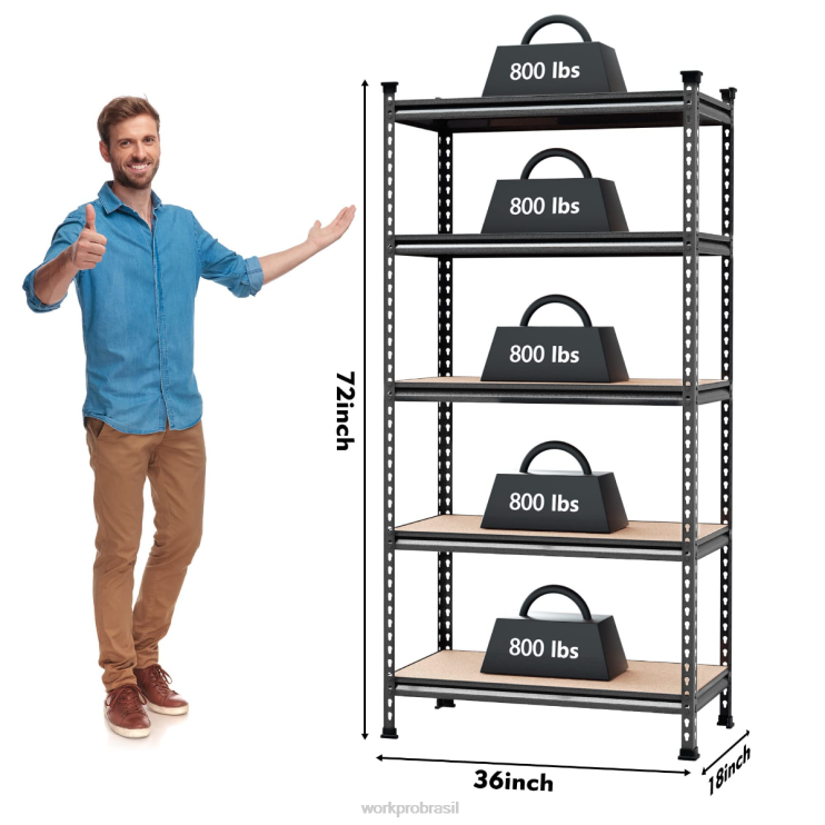 WORKPROEstante resistente de armazenamento em rack de metal ajustável de 5 camadas, capacidade de carga de 4.000 libras XZXLF12 armazenar