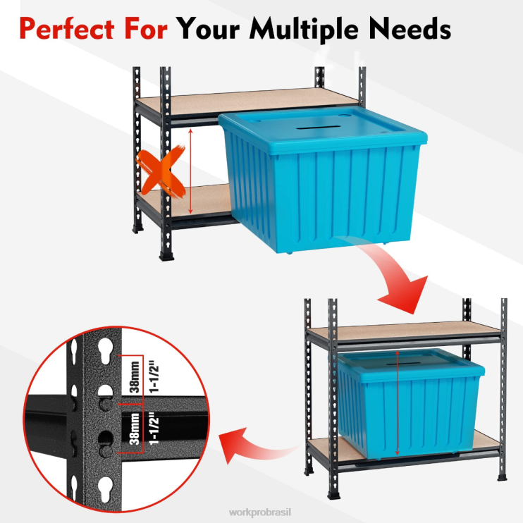 WORKPROEstante resistente de armazenamento em rack de metal ajustável de 5 camadas, capacidade de carga de 4.000 libras XZXLF12 armazenar