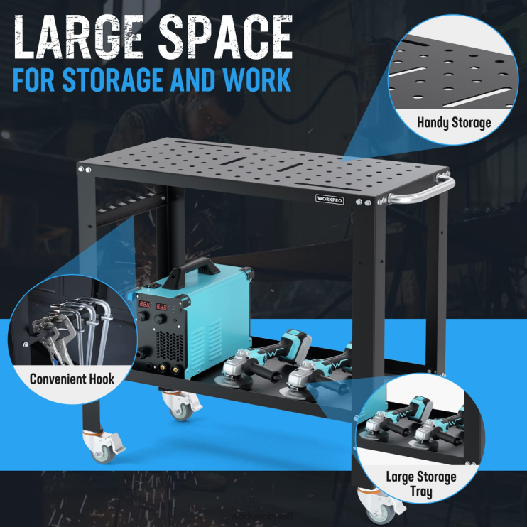 WORKPROmesa de soldagem portátil, capacidade de carga de 1.200 libras, mesa de nitretação XZXLF13 armazenar