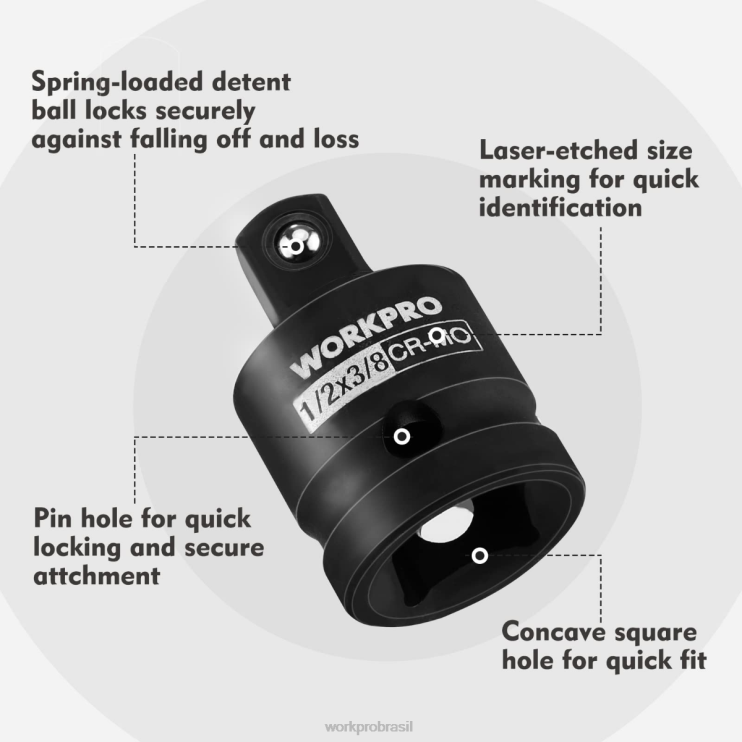 WORKPROAdaptador de soquete de driver de impacto de 4 peças e conjunto redutor, kit de conversão de chave XZXLF94 ferramenta