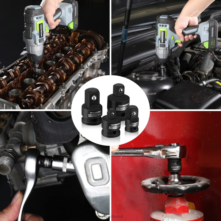 WORKPROAdaptador de soquete de driver de impacto de 4 peças e conjunto redutor, kit de conversão de chave XZXLF94 ferramenta