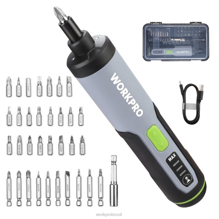 WORKPROChave de fenda elétrica 4v, conjunto de chave de fenda sem fio recarregável com luz led XZXLF232 ferramenta