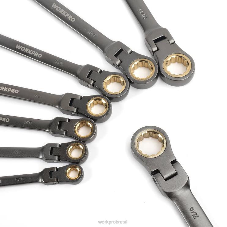 WORKPROConjunto de chave combinada de catraca de cabeça flexível, 8 peças com bolsa organizadora XZXLF86 ferramenta
