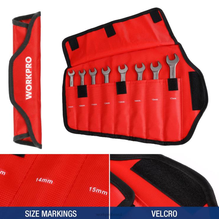 WORKPROConjunto de chave combinada de catraca de cabeça flexível, 8 peças com bolsa organizadora XZXLF86 ferramenta