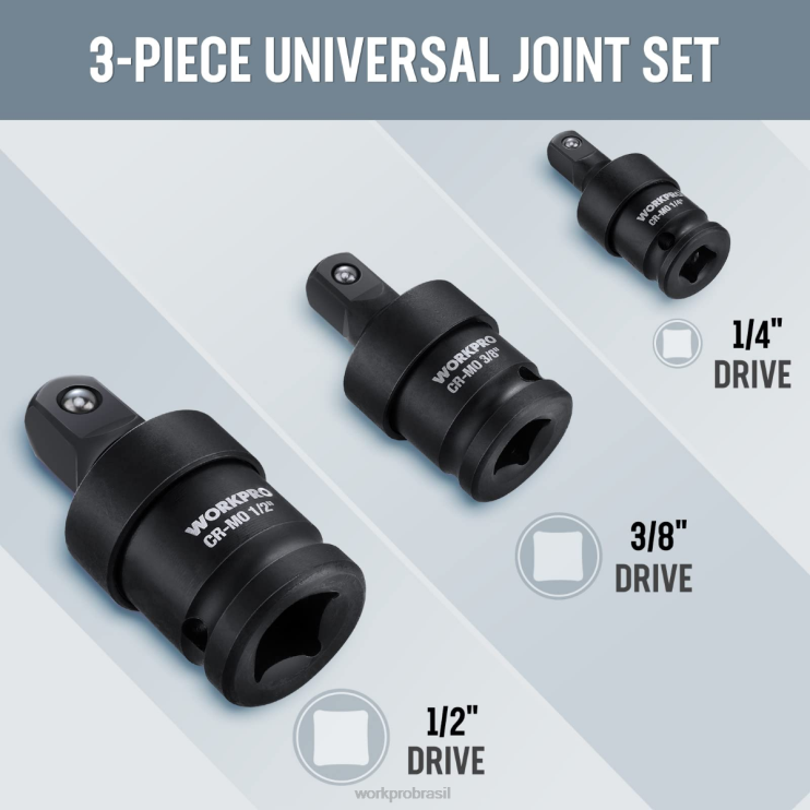 WORKPROConjunto de junta universal de impacto de 3 peças XZXLF148 ferramenta