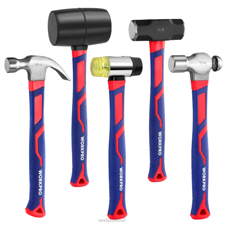 WORKPROConjunto de martelo 5 peças XZXLF136 ferramenta