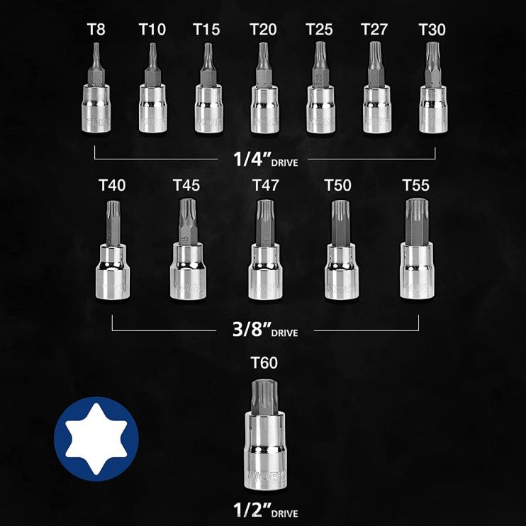 WORKPROConjunto de soquetes torx de 13 unidades (somente para uso manual) XZXLF127 ferramenta
