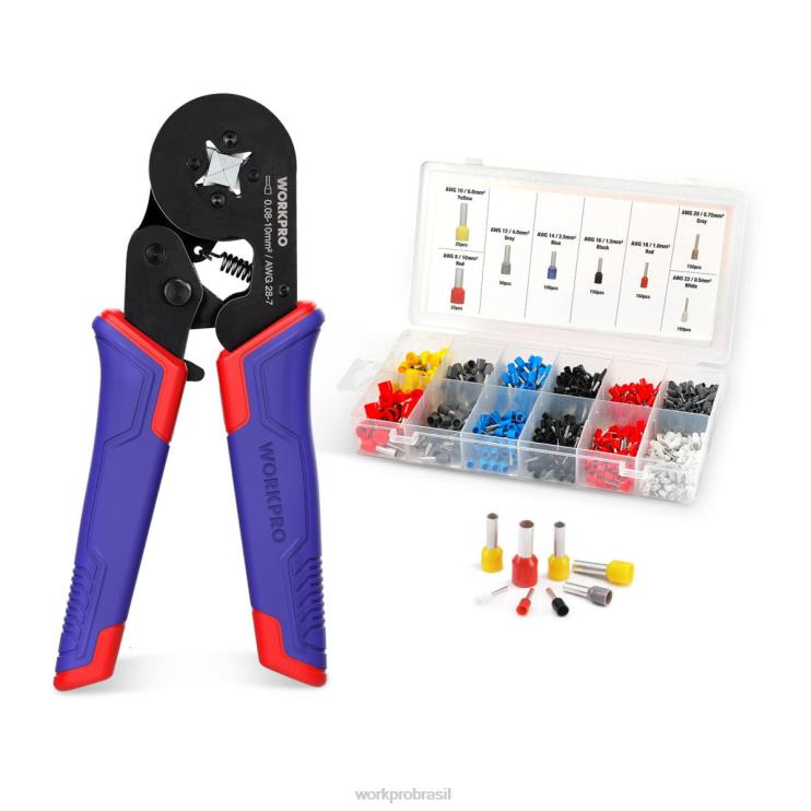 WORKPROKit de ferramentas de crimpagem de virola, ferramenta de crimpagem de fio de catraca autoajustável awg 28-7 XZXLF161 ferramenta