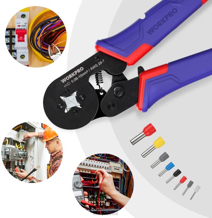 WORKPROKit de ferramentas de crimpagem de virola, ferramenta de crimpagem de fio de catraca autoajustável awg 28-7 XZXLF161 ferramenta