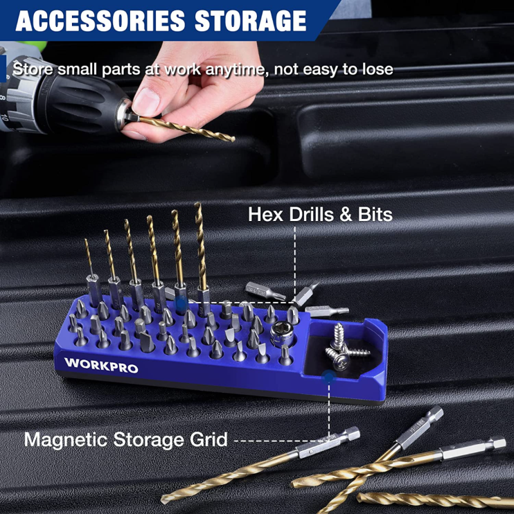 WORKPROOrganizador de broca de chave de fenda hexagonal magnética de 39 furos para adaptador de broca sextavada e unidade de 1/4 polegadas XZXLF132 ferramenta