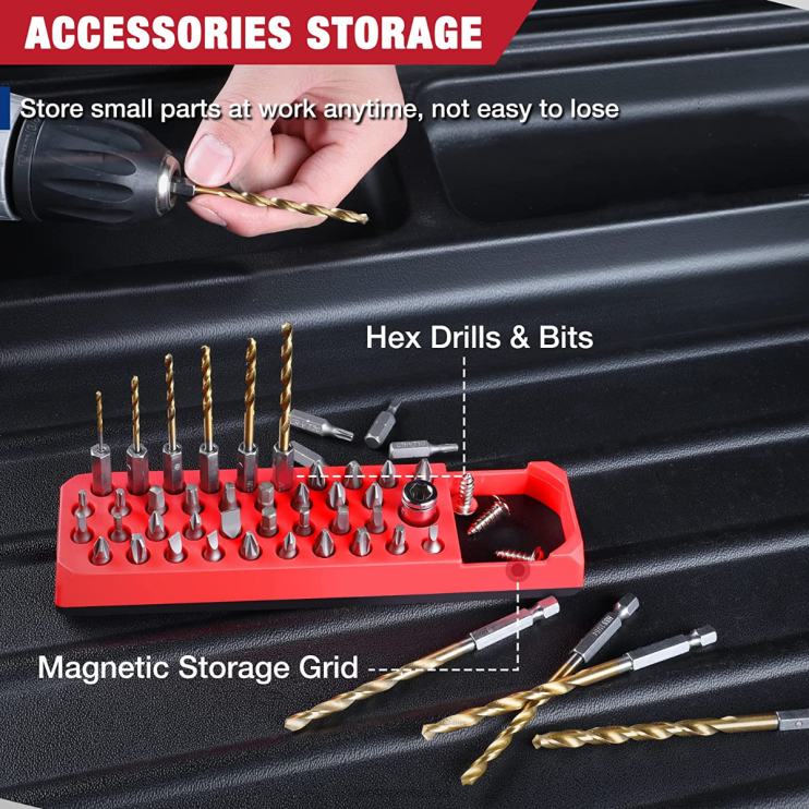 WORKPROOrganizador de broca de chave de fenda hexagonal magnética de 39 furos para adaptador de broca sextavada e unidade de 1/4 polegadas XZXLF132 ferramenta