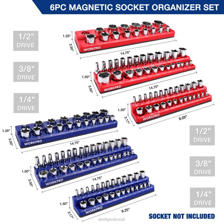WORKPROconjunto organizador de receptáculo magnético de 6 XZXLF126 ferramenta
