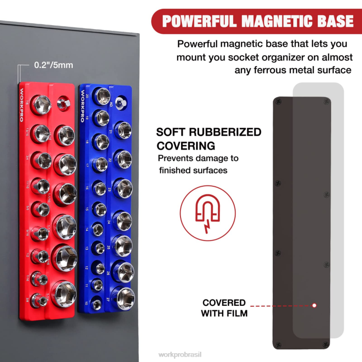 WORKPROconjunto organizador de soquete magnético XZXLF131 ferramenta