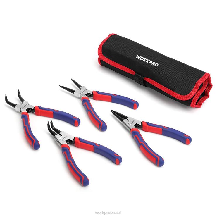 WORKPROConjunto de 4 alicates de anel elástico com bolsa de armazenamento XZXLF67 ferramenta