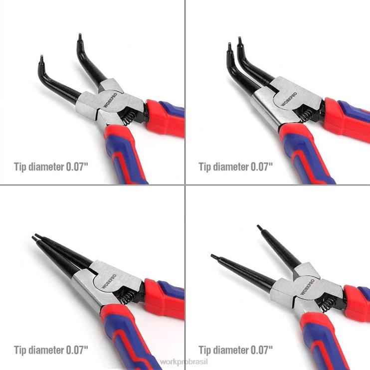 WORKPROConjunto de 4 alicates de anel elástico com bolsa de armazenamento XZXLF67 ferramenta