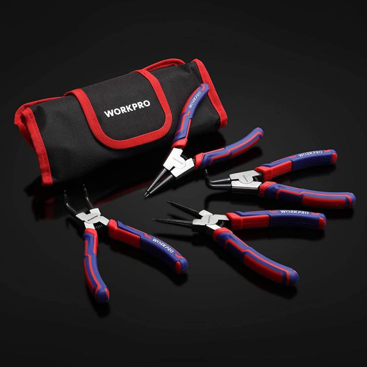 WORKPROConjunto de 4 alicates de anel elástico com bolsa de armazenamento XZXLF67 ferramenta