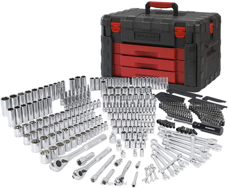 WORKPROConjunto de ferramentas mecânica profissional universal de 450 unidades com caixa resistente XZXLF306 ferramenta