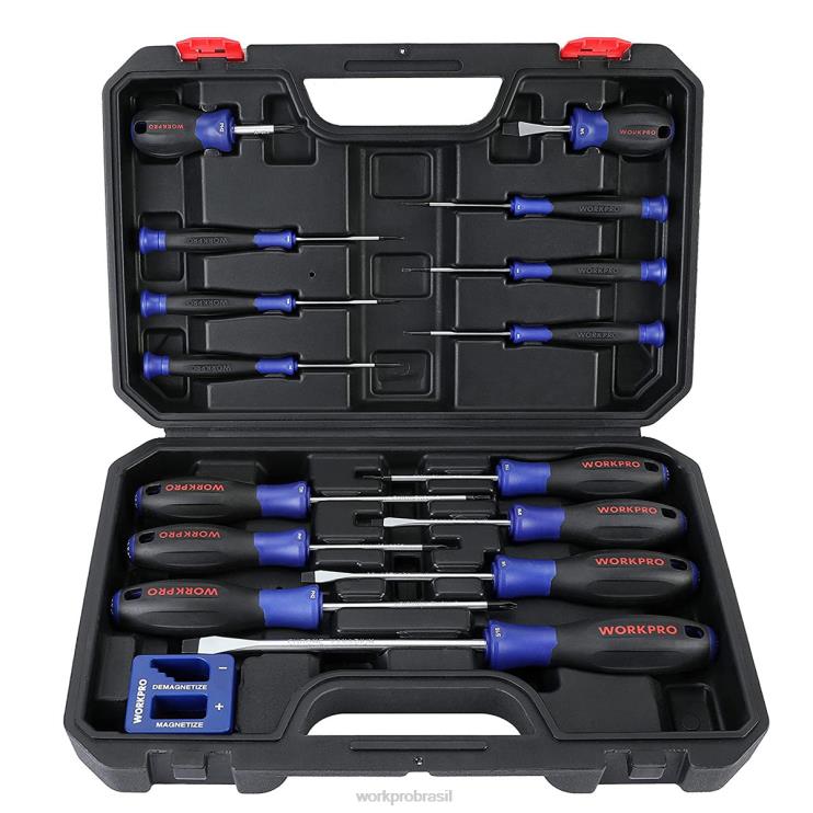 WORKPROConjunto de chaves de fenda magnéticas, chaves de fenda de precisão Phillips com fenda torx de 16 peças com magnetizador XZXLF98 ferramenta