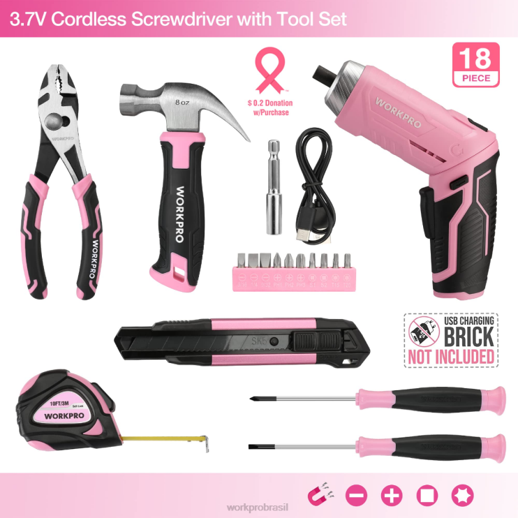 WORKPROKit de ferramentas domésticas gerais de 18 unidades XZXLF102 ferramenta