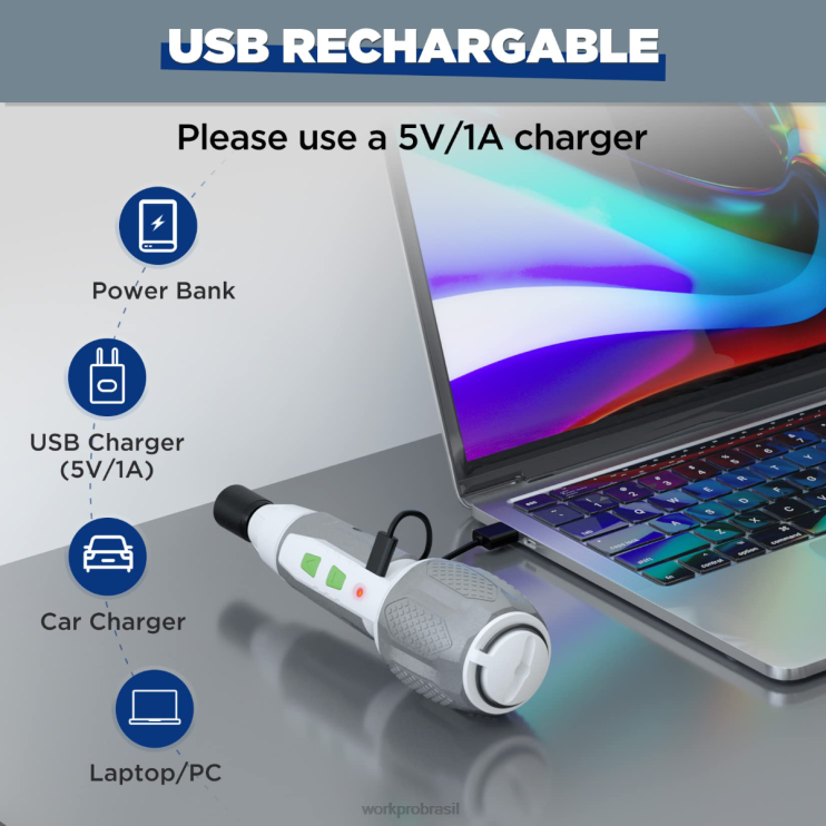 WORKPROkit de chave de fenda com bateria de íon de lítio recarregável sem fio 4v usb XZXLF236 ferramenta