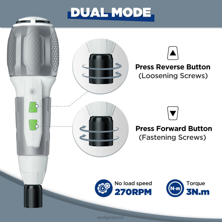 WORKPROkit de chave de fenda com bateria de íon de lítio recarregável sem fio 4v usb XZXLF236 ferramenta