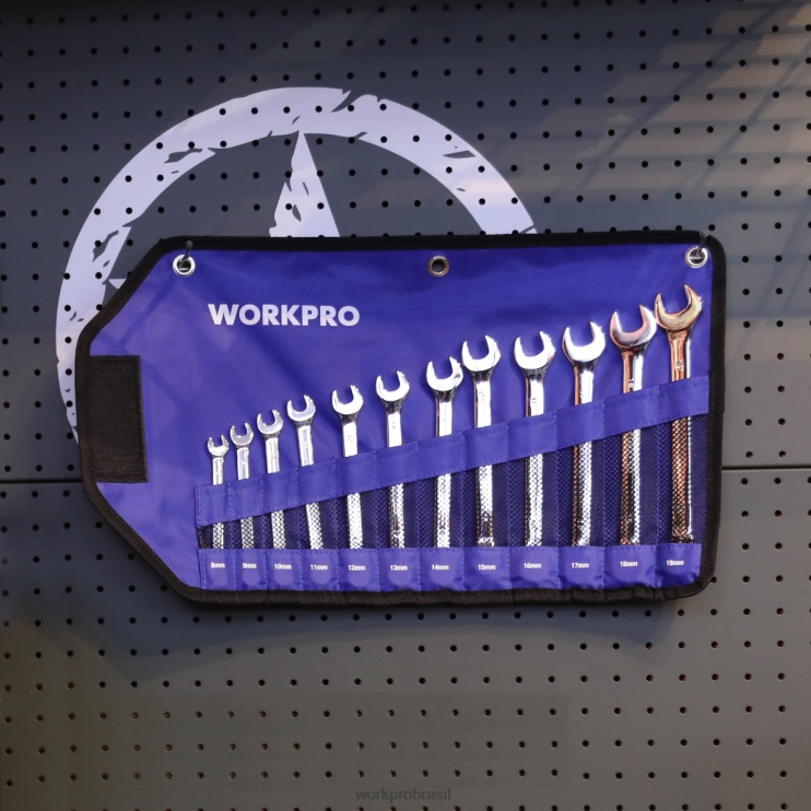 WORKPRO12 peças métricas 8-19mm, conjunto de chave combinada cr-v premium XZXLF95 ferramenta