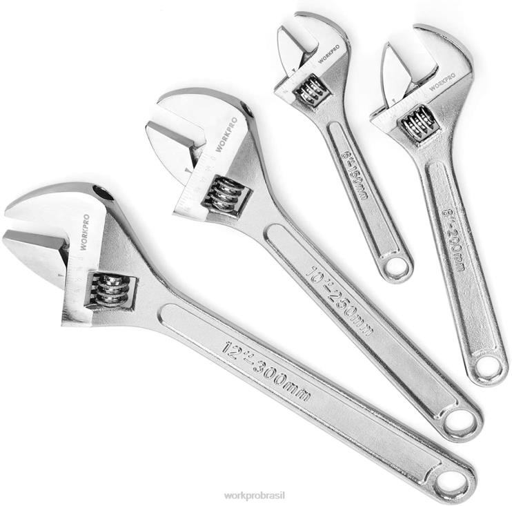 WORKPROConjunto cromado com tratamento térmico forjado de 4 peças de chave ajustável XZXLF84 ferramenta