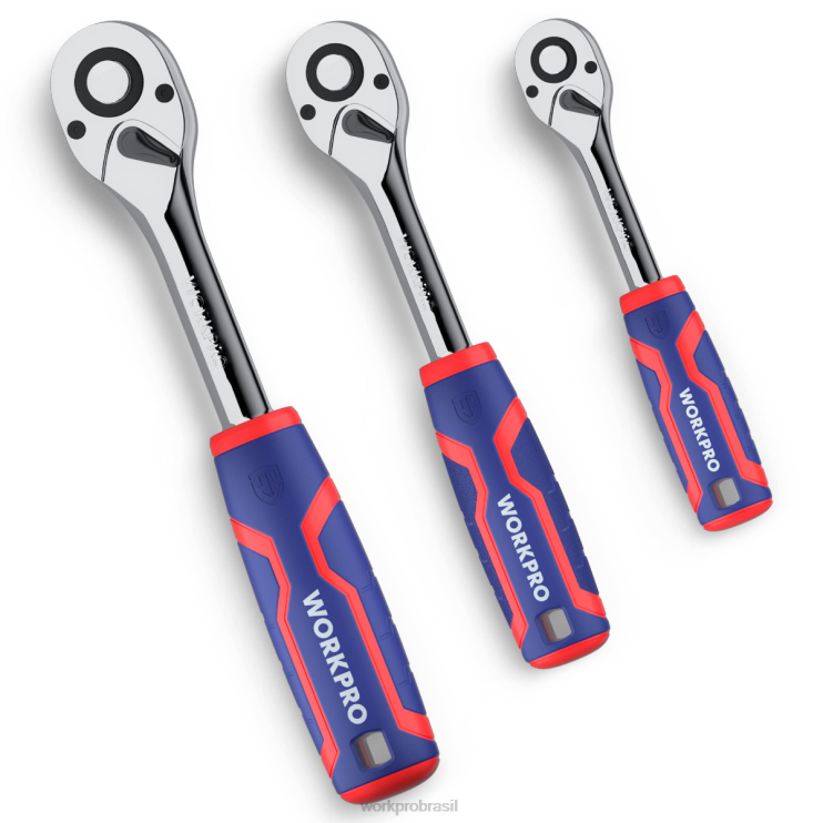 WORKPROConjunto de catraca de 3 peças, chave de soquete reversível de liberação rápida de 72 dentes 40cr em aço XZXLF91 ferramenta