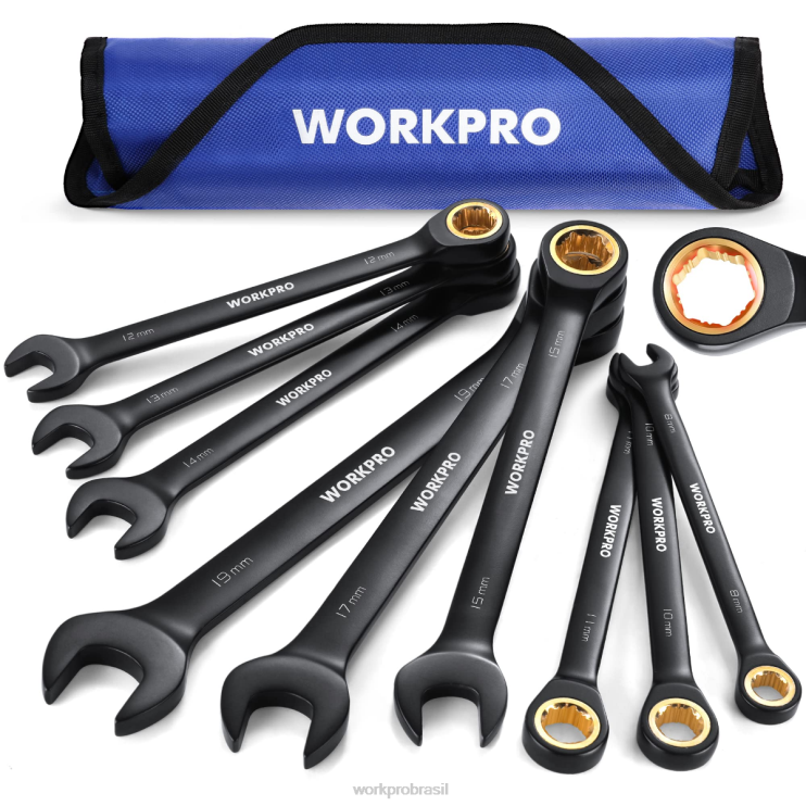 WORKPROConjunto de chave combinada de catraca antiderrapante de 9 peças XZXLF88 ferramenta