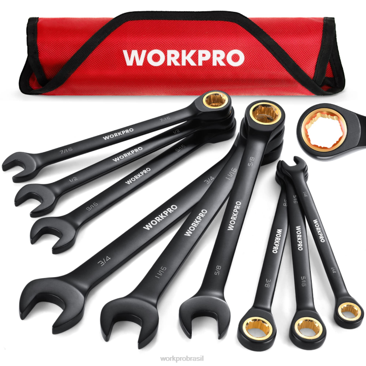 WORKPROConjunto de chave combinada de catraca antiderrapante de 9 peças XZXLF88 ferramenta