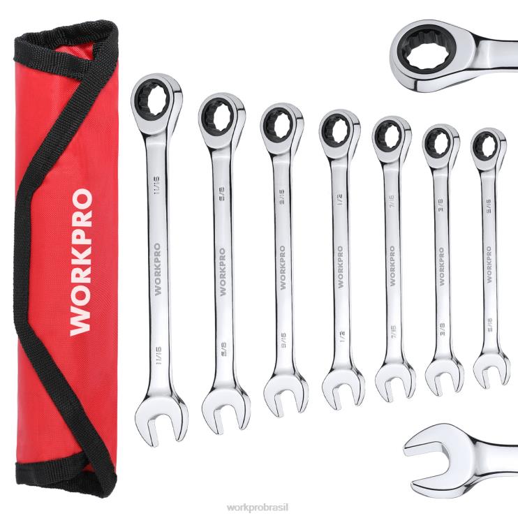 WORKPROConjunto de chaves combinadas com catraca de 7 peças XZXLF85 ferramenta
