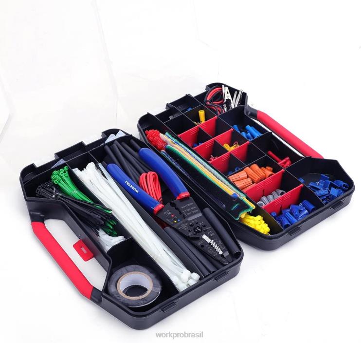 WORKPRO582 peças terminais de crimpagem conectores de fio tubo termo retrátil kit de reparo elétrico com cortador de fio descascador XZXLF152 ferramenta