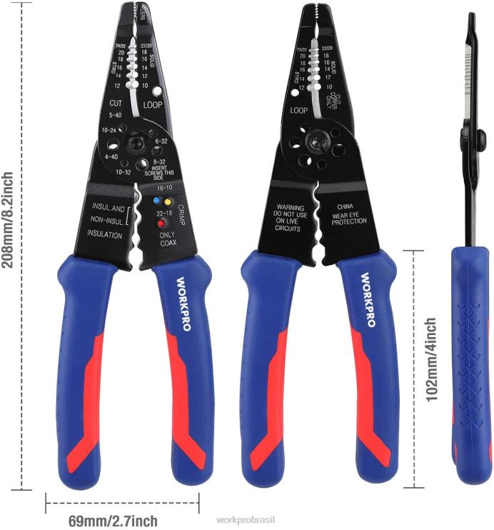 WORKPRODescascador de fio de 8 polegadas, cortador de fio multiferramenta para decapagem, corte e crimpagem XZXLF158 ferramenta