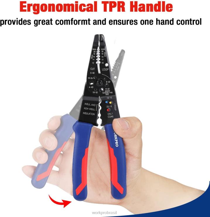 WORKPRODescascador de fio de 8 polegadas, cortador de fio multiferramenta para decapagem, corte e crimpagem XZXLF158 ferramenta