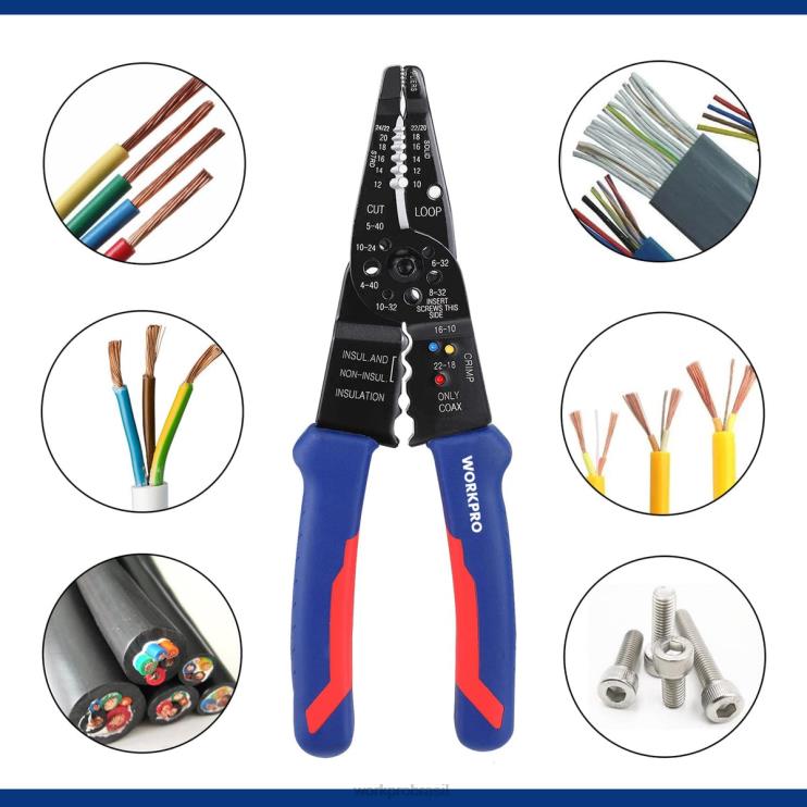 WORKPRODescascador de fio de 8 polegadas, cortador de fio multiferramenta para decapagem, corte e crimpagem XZXLF158 ferramenta