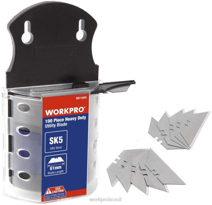 WORKPRO100 peças de lâminas de faca utilitárias em aço sk5 com dispensador XZXLF40 ferramenta